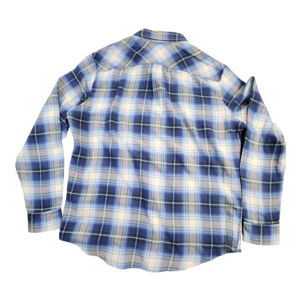 NWOT AMERICAN EAGLE Blue Green Plaid Long Sleeve Button-up Shirt Mens‎ Large - Picture 2 of 9
